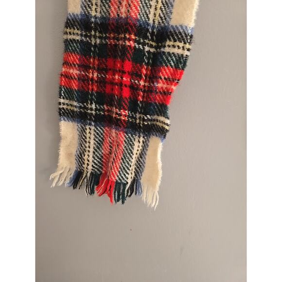 Vintage Alexanders Beige Red Plaid Wool Fringe Neck Warmer Scarf Womans Size 60" - Picture 2 of 4